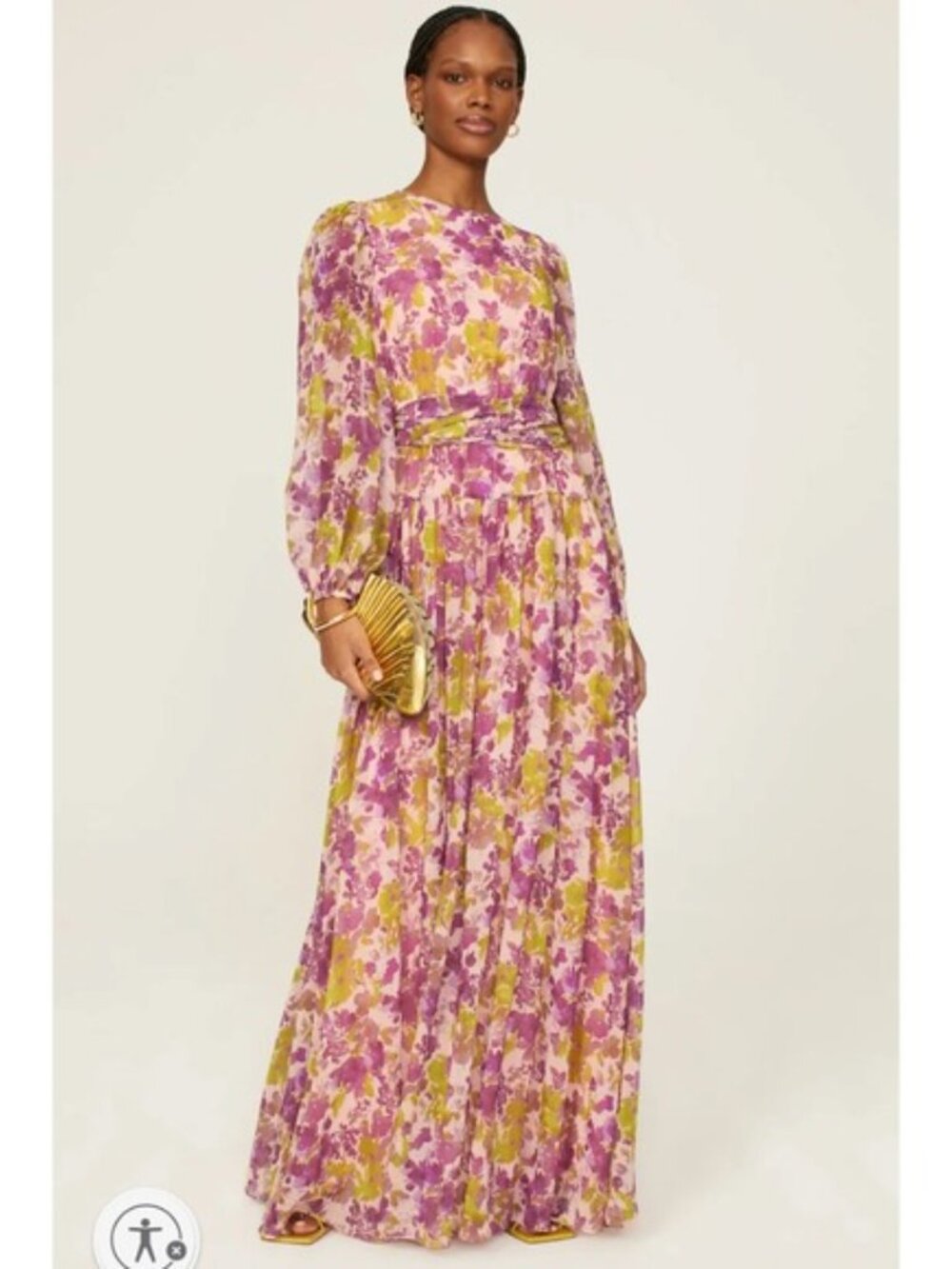 LDT Floral Goddess Open Back Maxi Gown Pink Purple Size 0